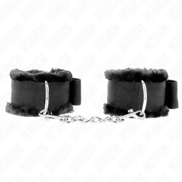 KINK - APPUI-POIGNETS DOUBL�S DE FOURRURE NOIR AJUSTABLE 17-31 CM X 7 CM