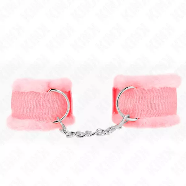 KINK - APPUI-POIGNETS DOUBL�S DE FOURRURE ROSE R�GLABLE 17-31 CM X 7 CM