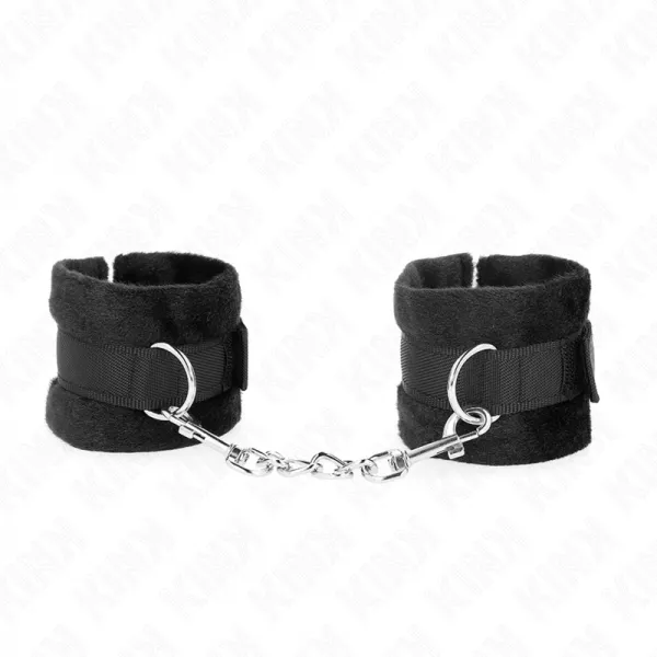 KINK - MANCHETTES D�BUTANT EN FOURRURE NOIR 30 X 7 CM