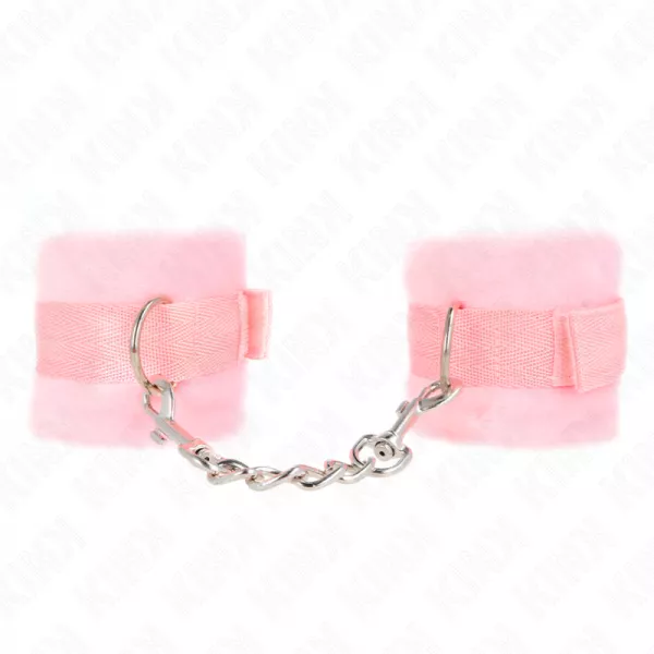KINK - MANCHETTES D�BUTANT EN FOURRURE ROSE 30 X 7 CM