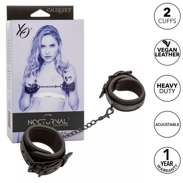 CALEXOTICS - NOCTURNAL POIGNETS EN CUIR R�GLABLES NOIRS