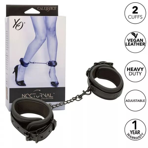 CALEXOTICS - NOCTURNAL CHEVILLES R�GLABLES EN CUIR NOIR