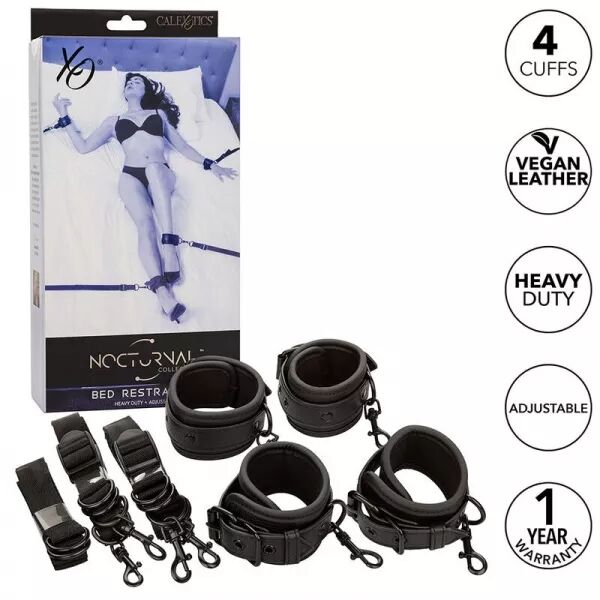 CALEXOTICS - NOCTURNAL CEINTURE DE LIT R�GLABLE EN CUIR NOIR