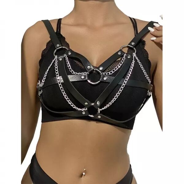 SUBBLIME - 953713 CEINTURE PUNK BONDAGE BOUCLE M�TAL NOIRE TAILLE UNIQUE
