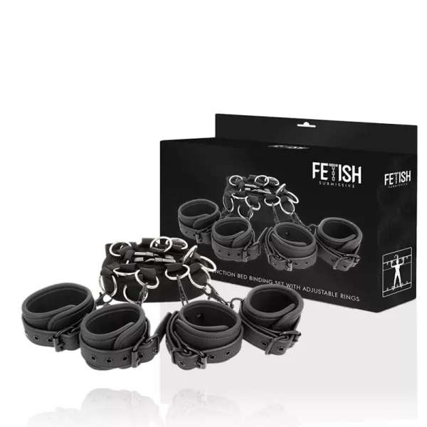 FETISH SUBMISSIVE - ENSEMBLE DE LIENS DE LIT DE LUXE AVEC DOUBLURE EN NOPR�NE