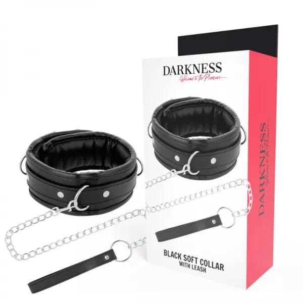 DARKNESS - COLLIER EN CUIR SOUPLE AVEC CHA�NE