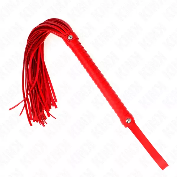 KINK - FOUET AVEC MANCHE TEXTUR� ROUGE 48,5 CM