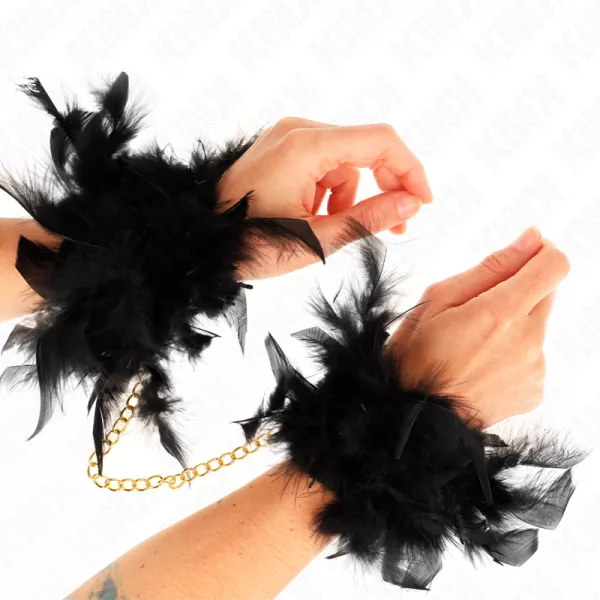 KINK - MANCHETTES EN PLUME AVEC CHA�NE OR MOD�LE 1