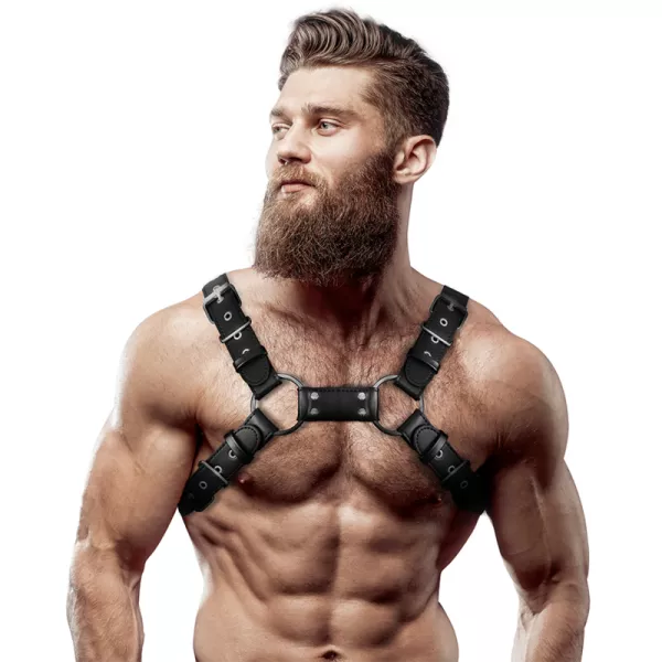 FETISH SUBMISSIVE ATTITUDE - HARNAIS POITRINE BULLDOG AJUSTABLE EN CUIR �COLOGIQUE POUR HOMMES