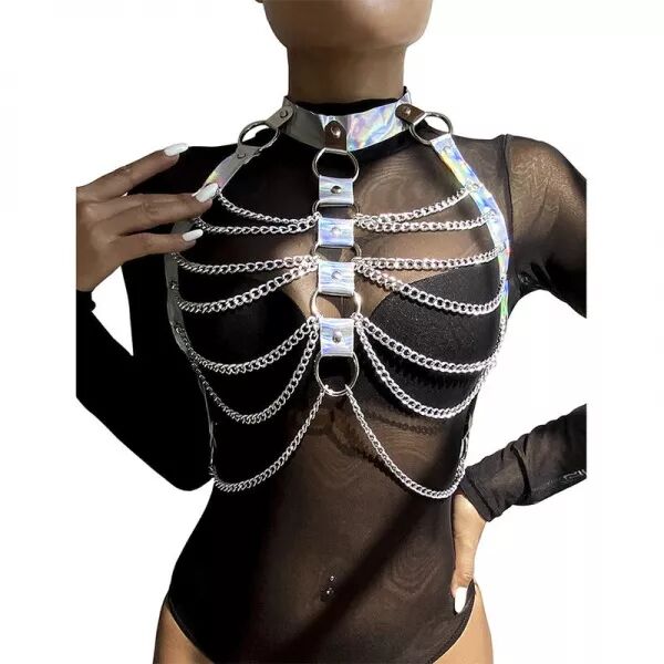 SUBBLIME - 953737 HARNAIS DE POITRINE AVEC ANNEAUX ET CHA�NES ARGENT TAILLE UNIQUE