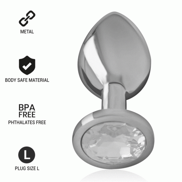 INTENSE - PLUG ANAL EN M�TAL ALUMINIUM AVEC CRISTAL DARGENT TAILLE L