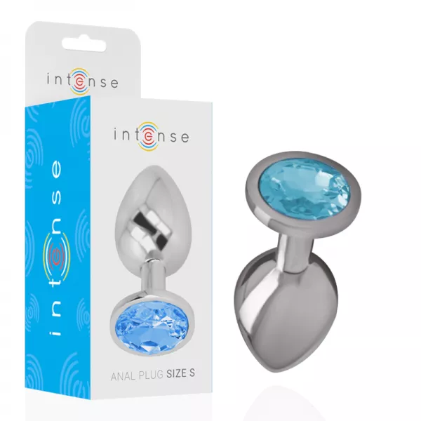 INTENSE - PLUG ANAL EN M�TAL ALUMINIUM AVEC CRISTAL BLEU TAILLE S