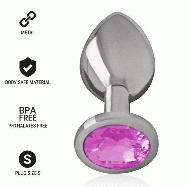 INTENSE - PLUG ANAL EN M�TAL ALUMINIUM AVEC CRISTAL ROSE TAILLE S