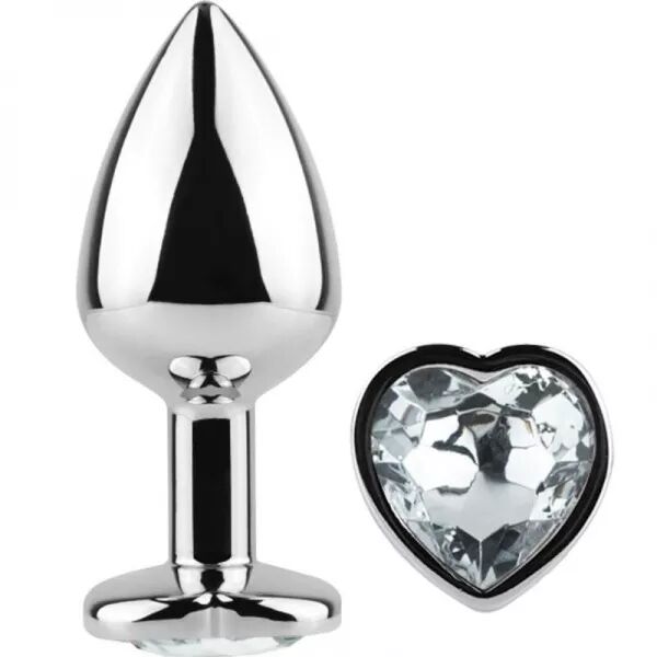 SECRETPLAY - PLUG ANAL EN M�TAL COEUR CRISTAL CLAIR PETITE TAILLE 7 CM