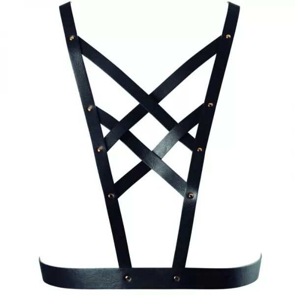 BIJOUX - INDISCRETS MAZE HARNAIS CROIS� AVEC COLLIER NOIR