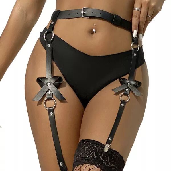 SUBBLIME - HARNAIS DE JAMBE CHA�NE CUIR NOIR TAILLE UNIQUE