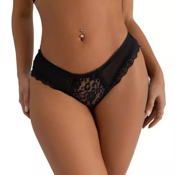 SUBBLIME - CULOTTE DENTELLE FLORALE D�TAIL BRETELLES NOIR L/XL