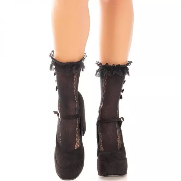 LEG AVENUE - CHAUSSETTES � VOLANTS NOIR