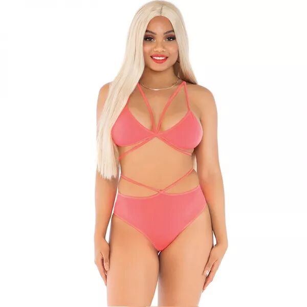 LEG AVENUE - HAUT & CULOTTE CORAIL � BRETELLES