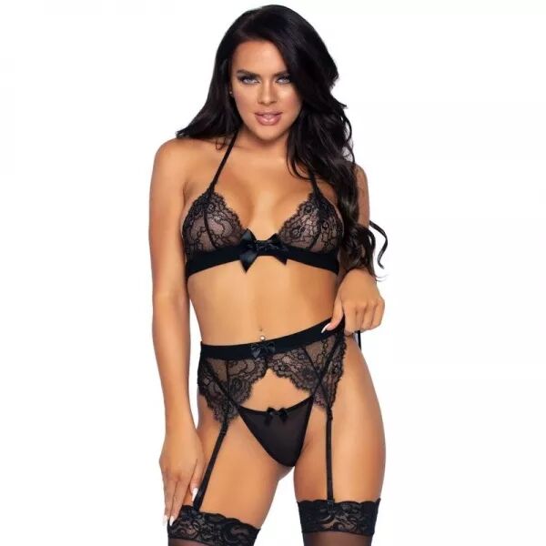 LEG AVENUE - ENSEMBLE TROIS PI�CES TOP, PORTE-JARRETELLES ET STRING