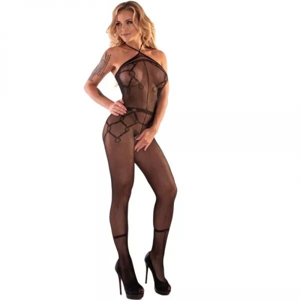 LIVCO CORSETTI FASHION - HACINT LC 17342 BODYSTOCKING CROCHLESS NOIR TAILLE UNIQUE