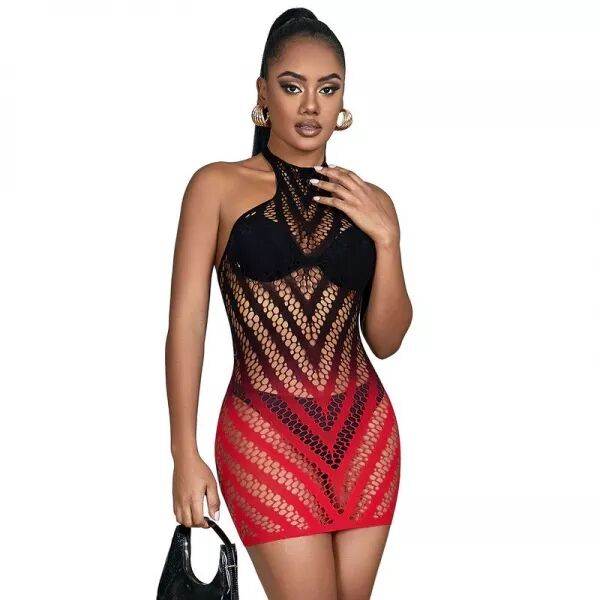 SUBBLIME - 952242 ROBE R�SILLE �LASTIQUE D�GRAD� ROUGE ET NOIR TAILLE UNIQUE