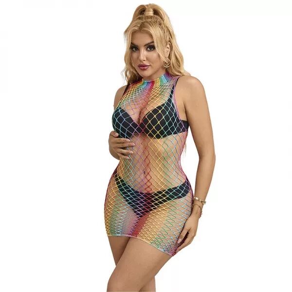 SUBBLIME - 952433 ROBE R�SILLE SANS MANCHES COL MONTANT ARC-EN-CIEL TAILLE UNIQUE