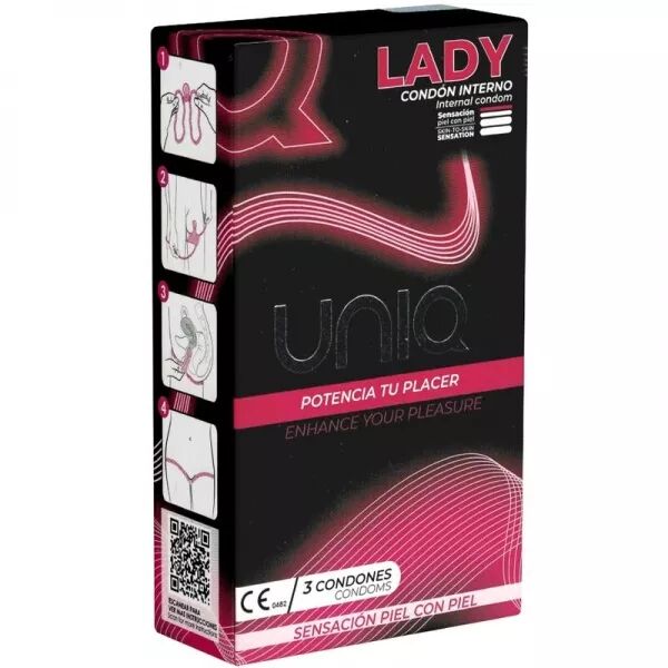 UNIQ - LADY CONDOM PR�SERVATIFS F�MININS SANS LATEX AVEC PORTE-JARRETELLES 3 UNIT�S