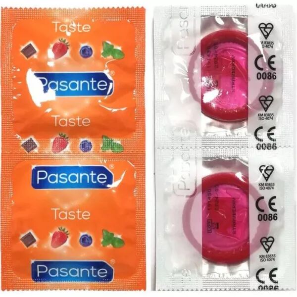 PASANTE - PR�SERVATIFS SAVEUR FRAISE SAC 144 UNIT�S