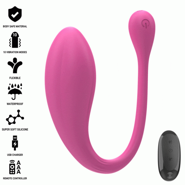 INTENSE - JANICE U VIBRATEUR DOUBLE STIMULATION 10 VIBRATIONS ROSE T�L�COMMANDE