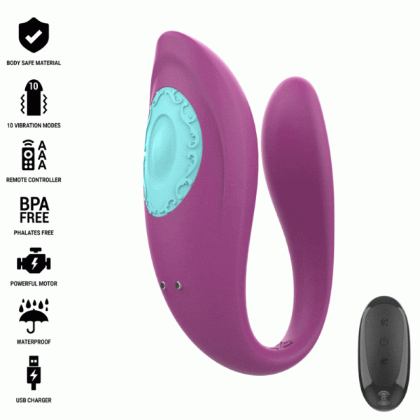 INTENSE - ANNIE VIBRATEUR ET STIMULATEUR EN U VIOLET T�L�COMMANDE