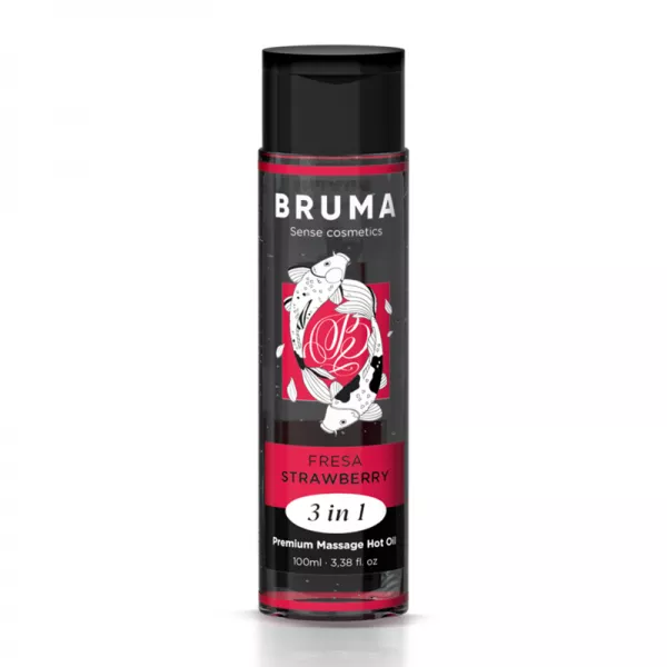 BRUMA - HUILE DE MASSAGE PREMIUM EFFET CHALEUR SAVEUR FRAISE 3 EN 1 - 100 ML
