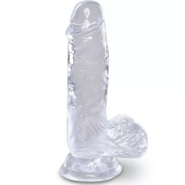 KING COCK - CLEAR P�NIS R�ALISTE AVEC BOULES 10.1 CM TRANSPARENT