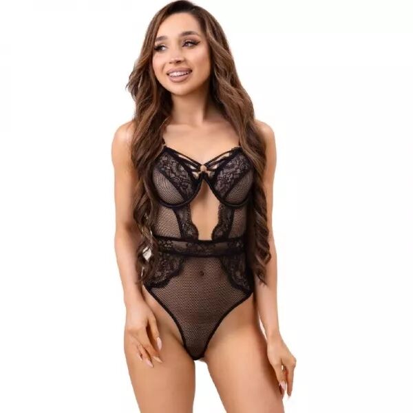 LIVCO CORSETTI FASHION - BODY PAULA LC 20209 AVEC D�CORATIONS EN DENTELLE NOIR L/XL