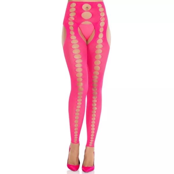 LEG AVENUE - BAS OPAQUES SANS BRETELLES ET SANS COUTURE ROSE FLUO