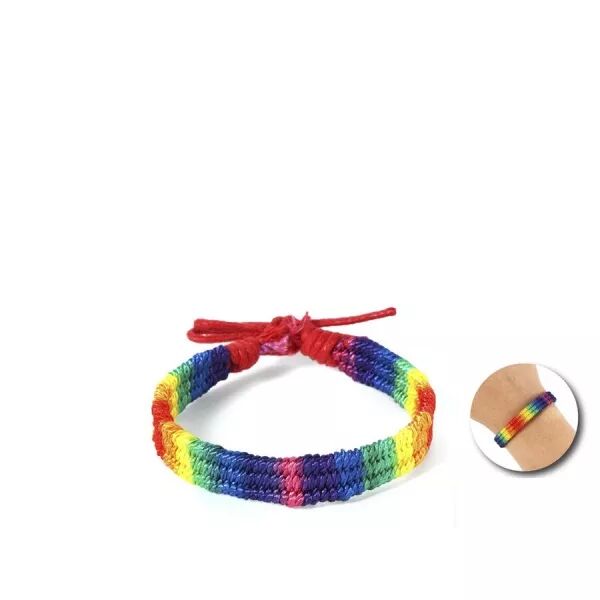 FIERT� - BRACELET TRESS� DRAPEAU ARC-EN-CIEL